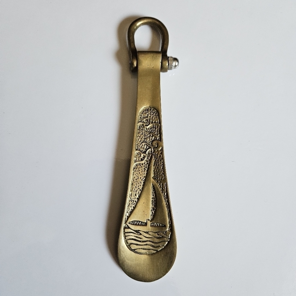 Vintage 70s Solid Brass Mariner/Nautical Shoe Horn